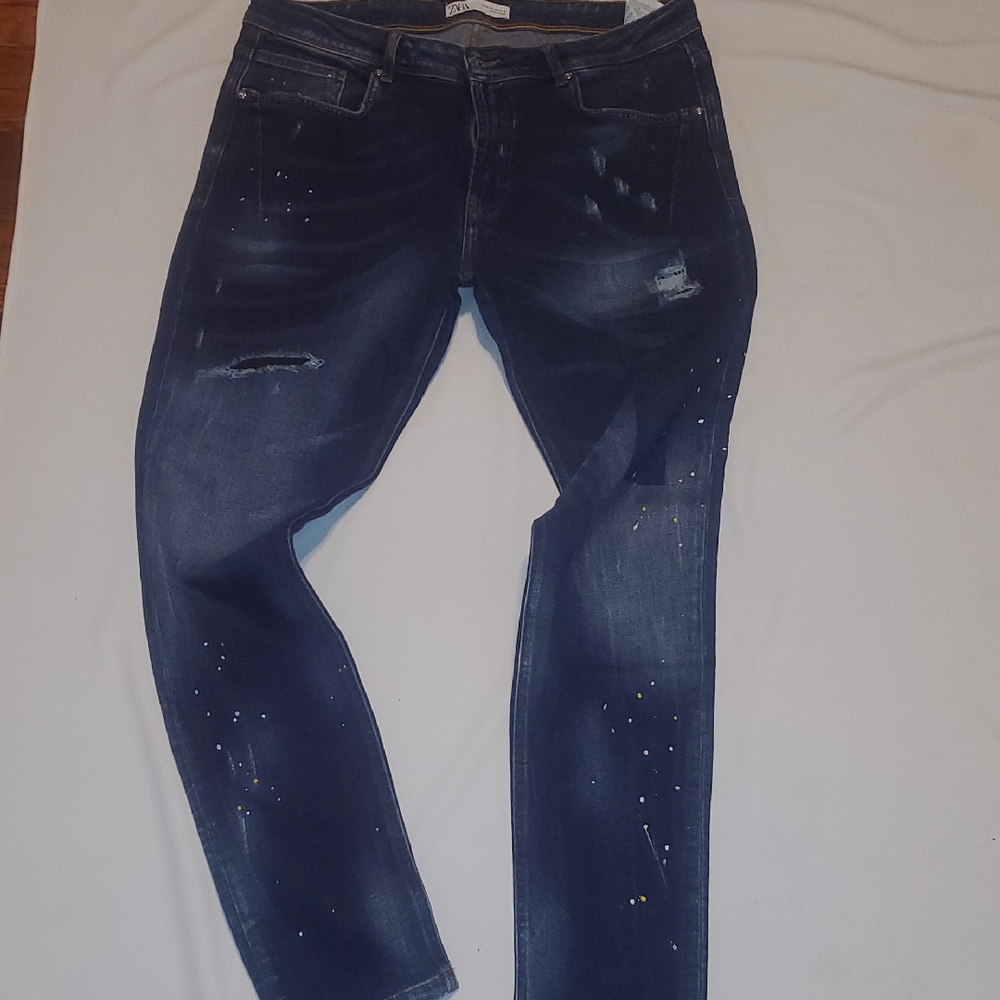 Zara Men's Dark Blue Skinny Jeans